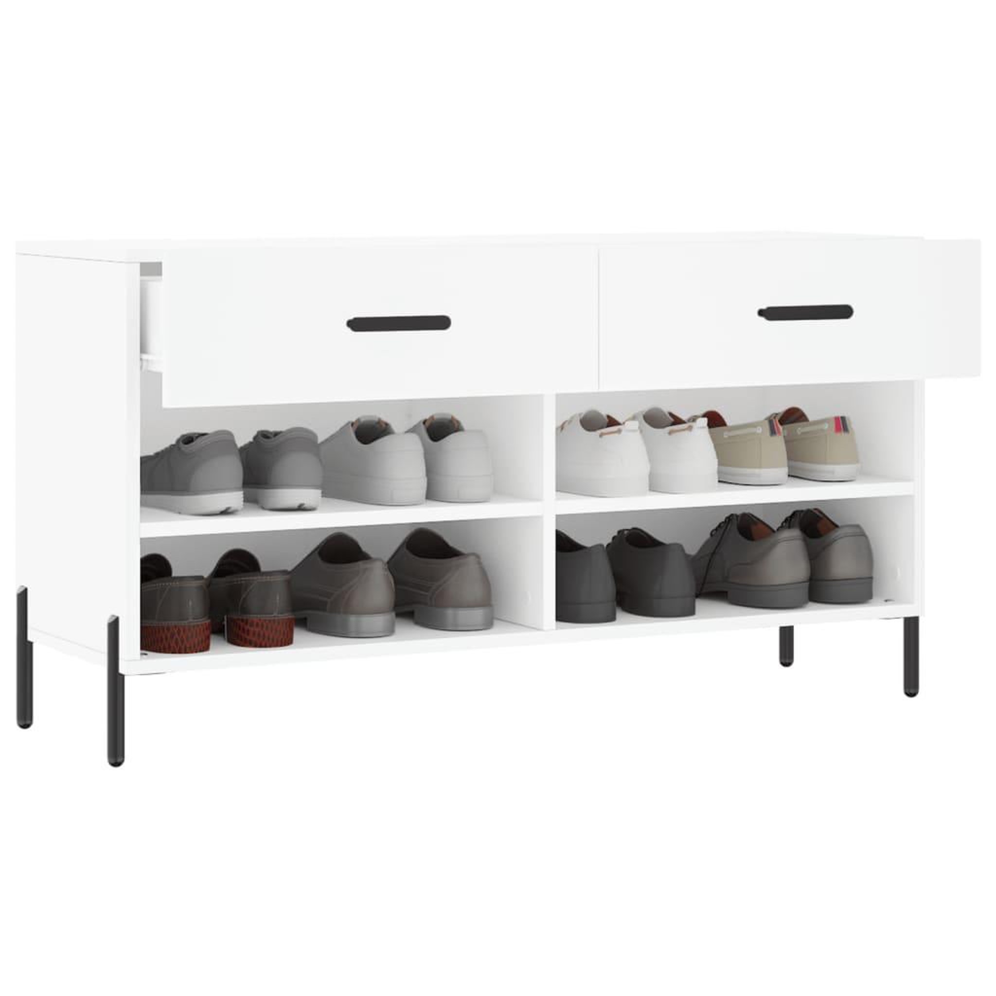 Voir la diapositive 4 : VIDAXL Banc a chaussures blanc 102x35x55 cm bois d'ingenierie
