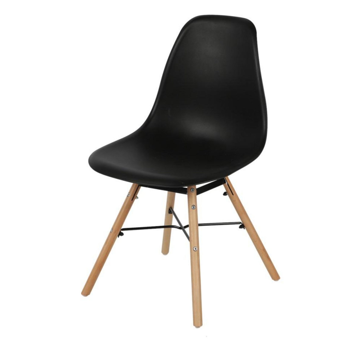 FORNORD Chaise noire structure métal et pieds bois