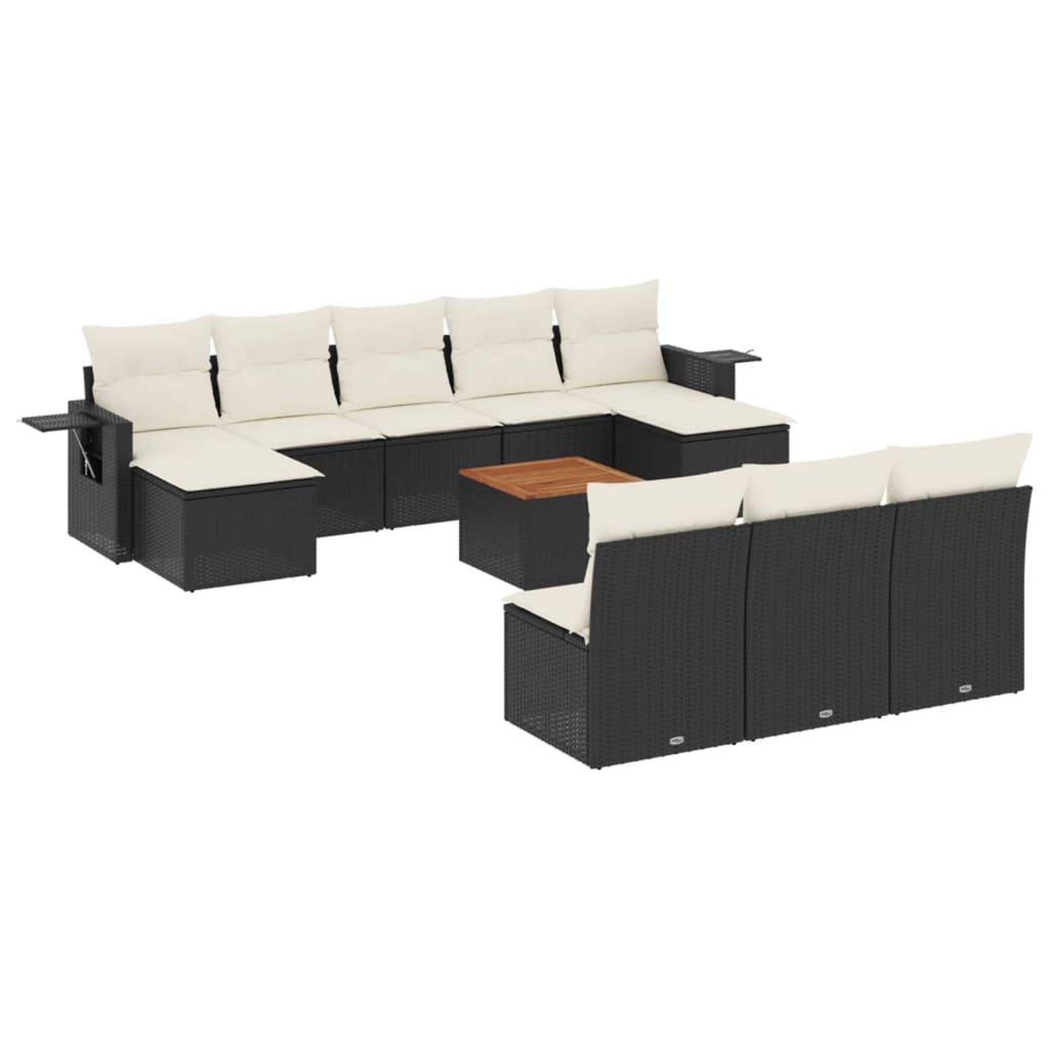 Voir la diapositive 2 : VIDAXL Salon de jardin 11 pcs avec coussins noir resine tressee