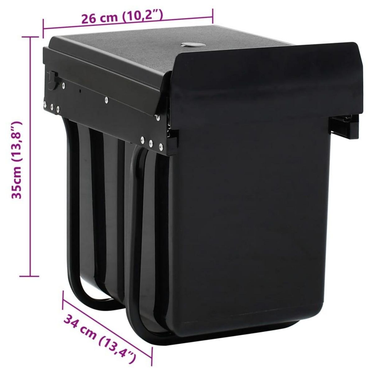 VIDAXL Poubelle amovible de cuisine fermeture en douceur 20 L