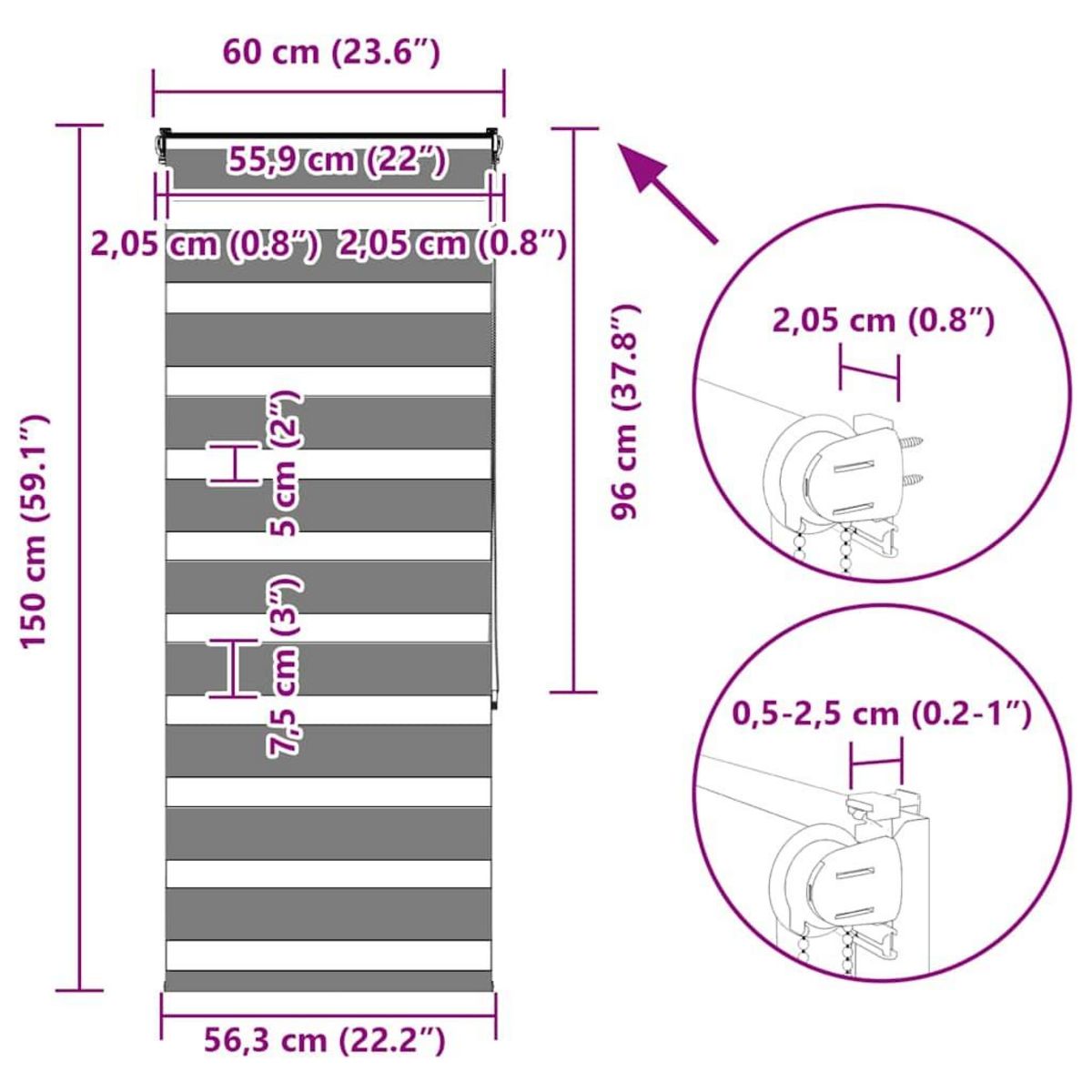 VIDAXL Store zebre beige marbre largeur du tissu 55,9 cm polyester