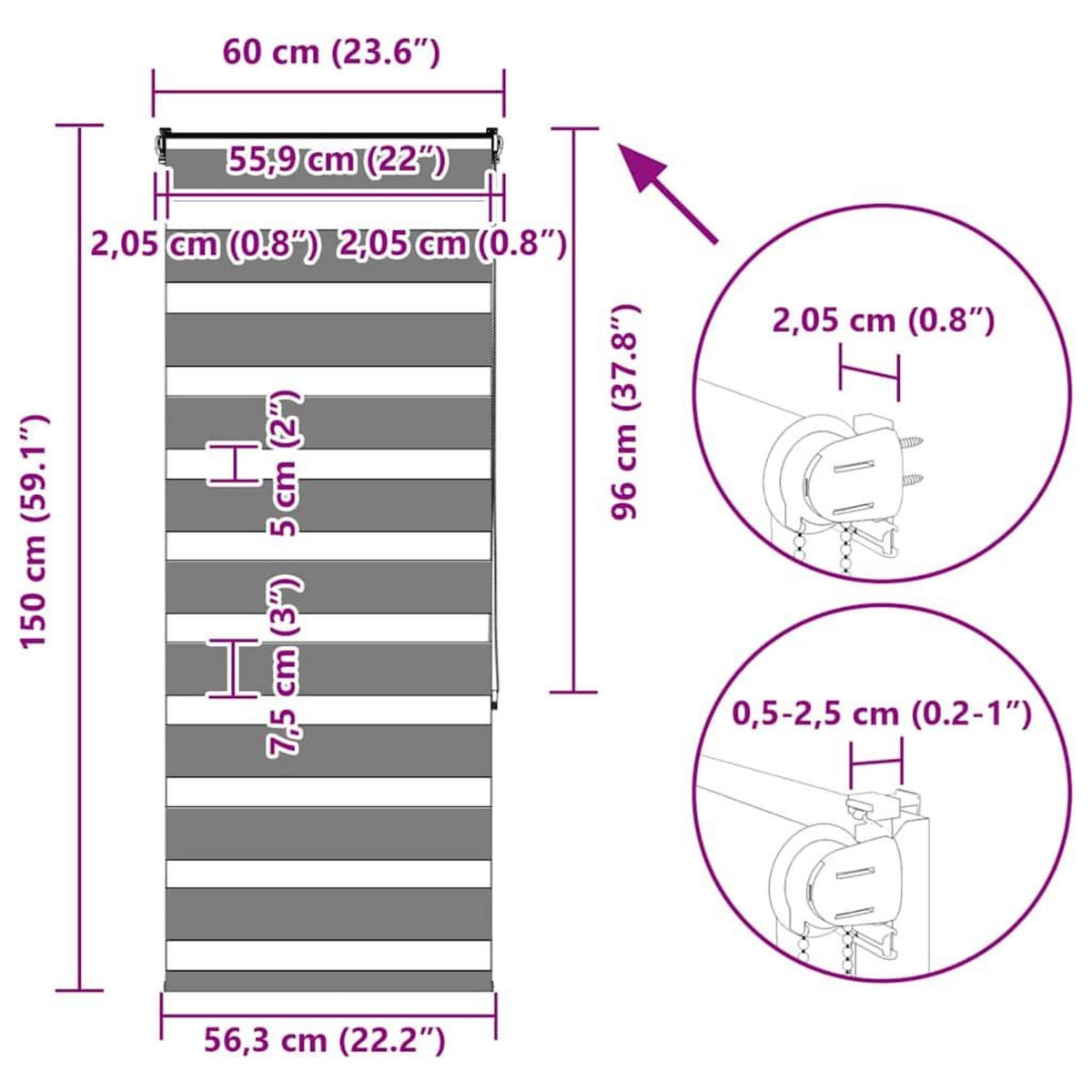VIDAXL Store zebre beige marbre largeur du tissu 55,9 cm polyester