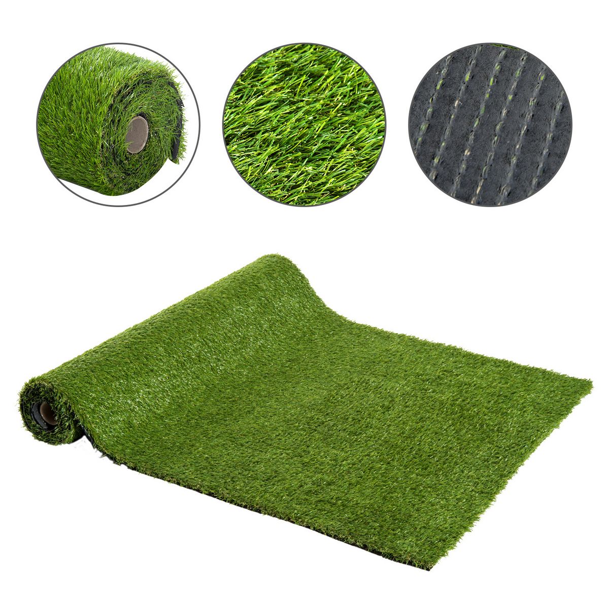 OUTSUNNY Gazon synthétique artificiel moquette extérieure intérieure 3L x 1l m herbes hautes denses 2,5 cm vert