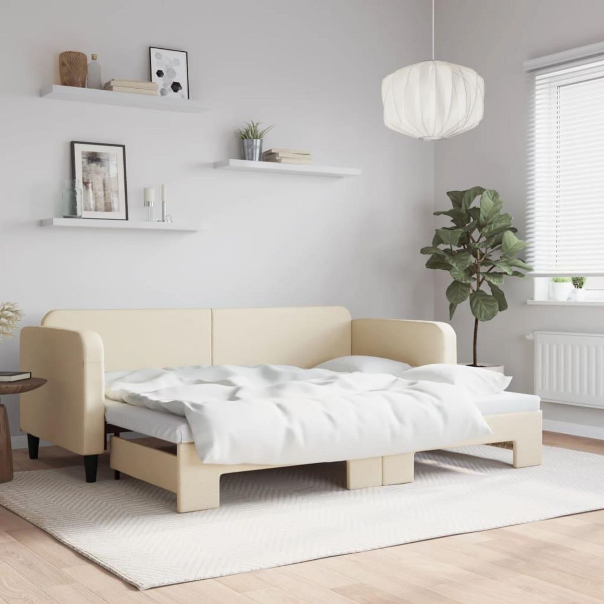VIDAXL Lit de jour avec gigogne sans matelas creme 80x200 cm