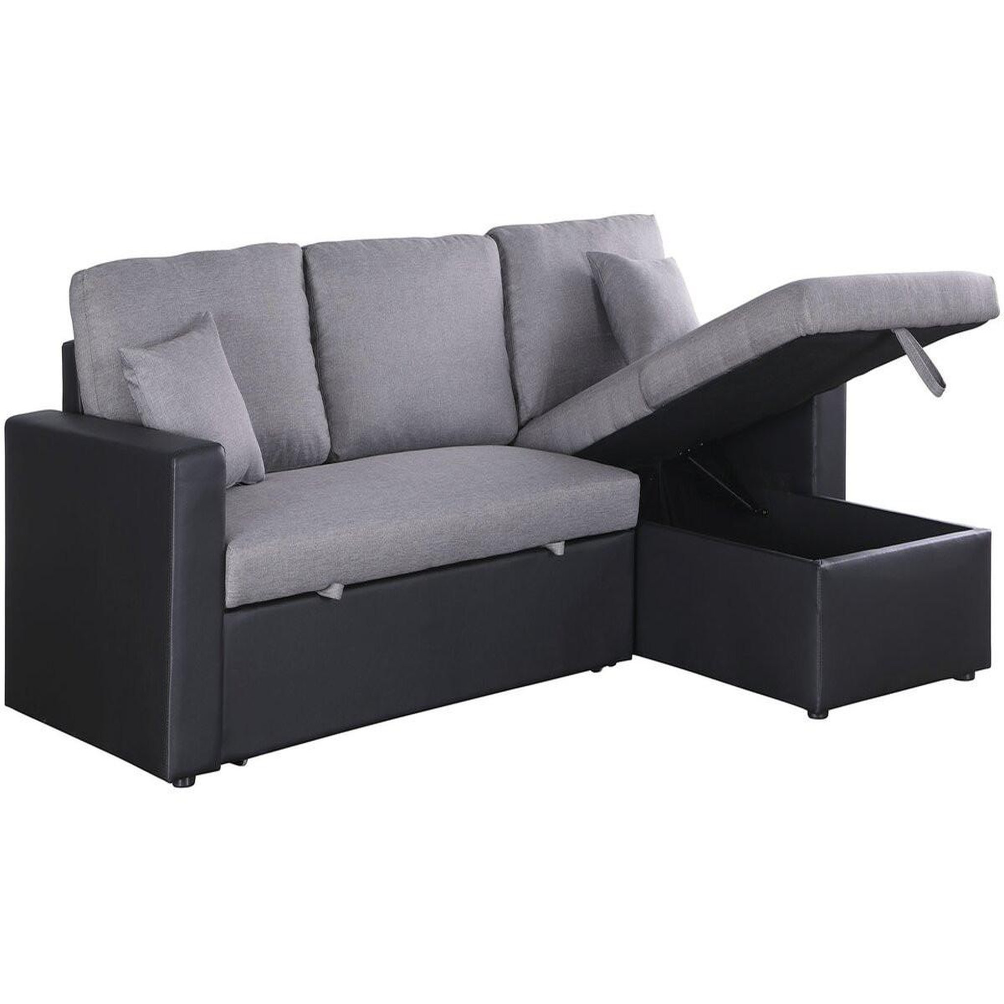 Habitat et Jardin Canapé d'angle convertible/ réversible avec coffre  Alain  - 3 places - Gris / Noir