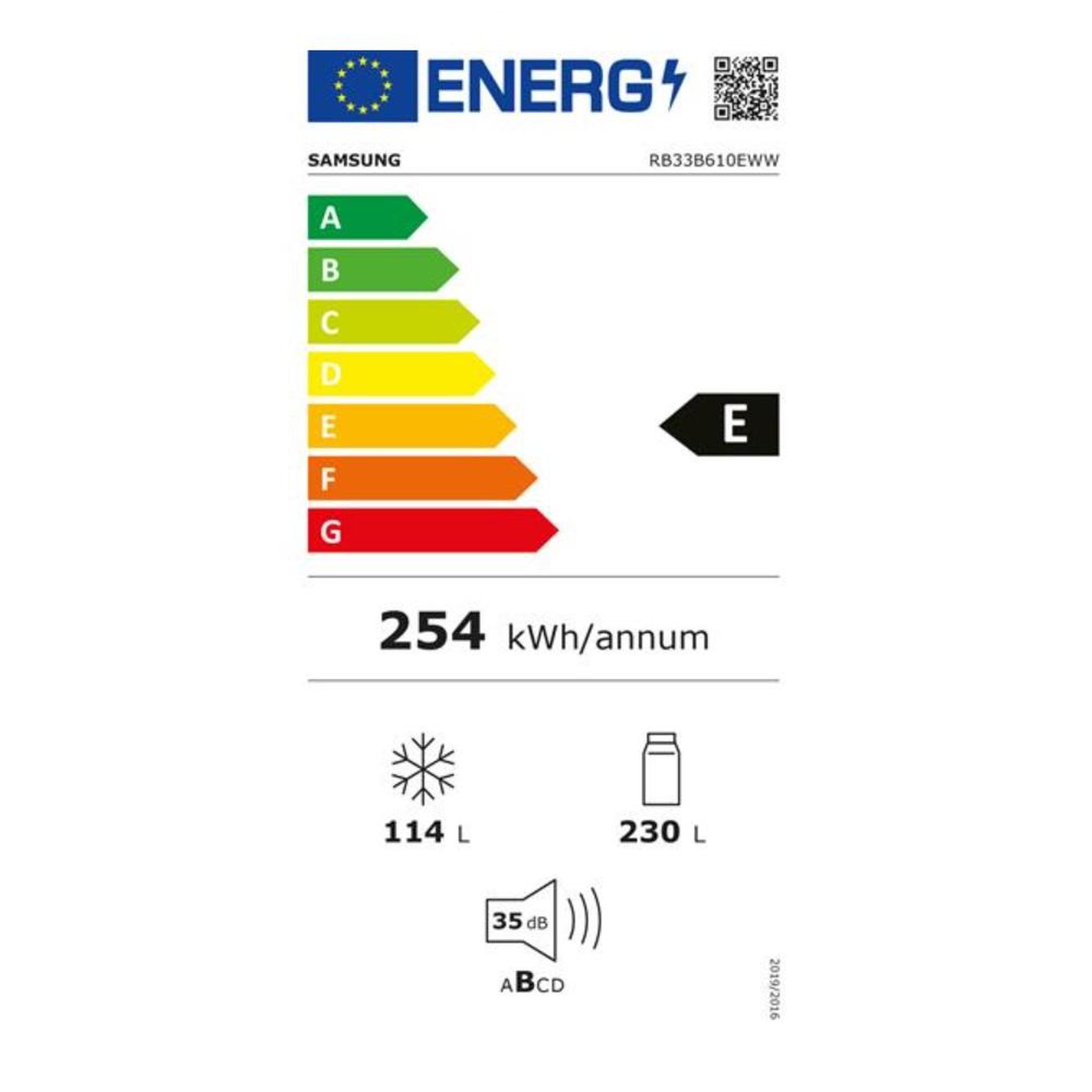 Voir la diapositive 2 : Samsung Réfrigérateur combiné 60cm 344l nofrost, blanc - rb33b610eww
