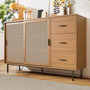 Voir la diapositive 4 : MERAX Buffet 2 porte(s) 3 tiroir(s) - 140 cm naturel panneau de particules
