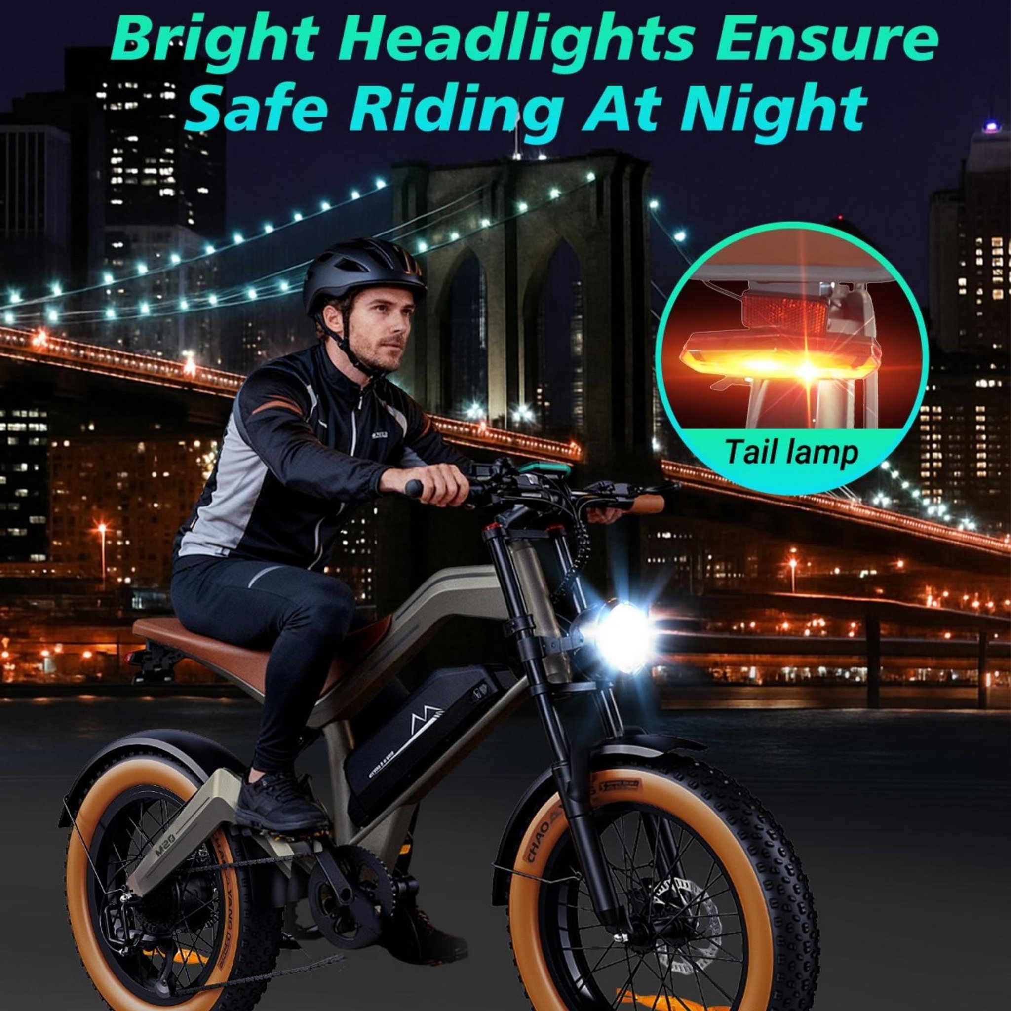 Voir la diapositive 4 : DYU Vélo électrique DYU M20, tout-terrain, batterie 48 V 18,2 Ah, marron