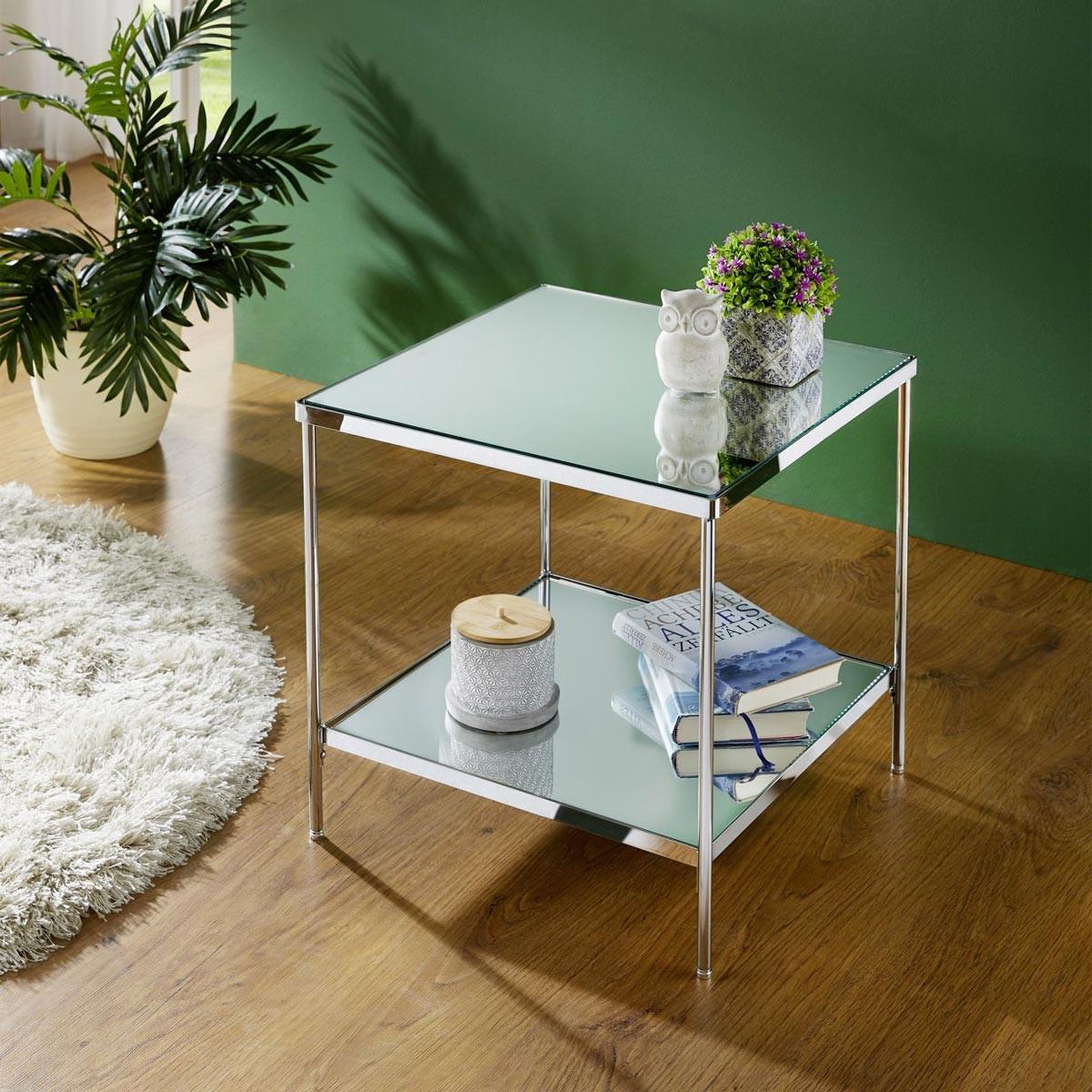 Voir la diapositive 4 : Paris Prix Table d'appoint carrée  palace  46cm chrome