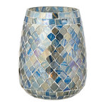 Paris Prix Photophore Mosaïque en Verre  Marlon  16cm Bleu