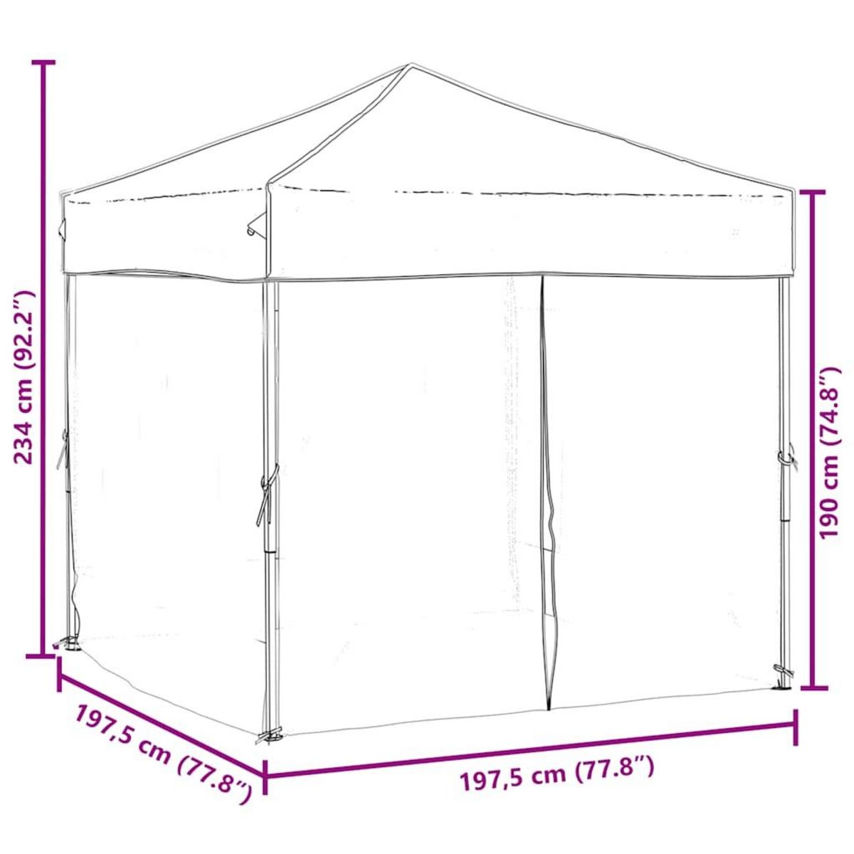 VIDAXL Tente de reception pliable avec parois Creme 2x2 m