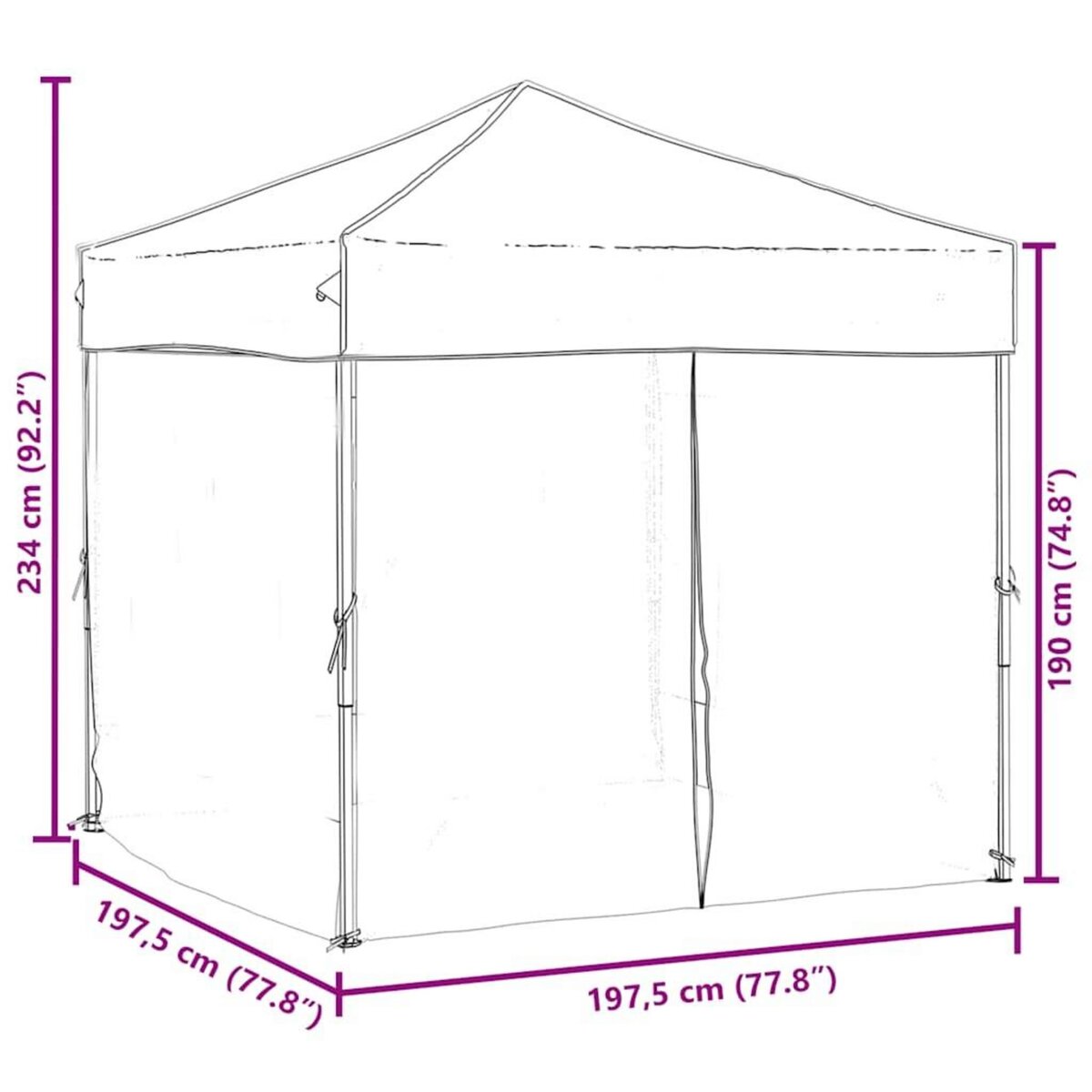 VIDAXL Tente de reception pliable avec parois Creme 2x2 m