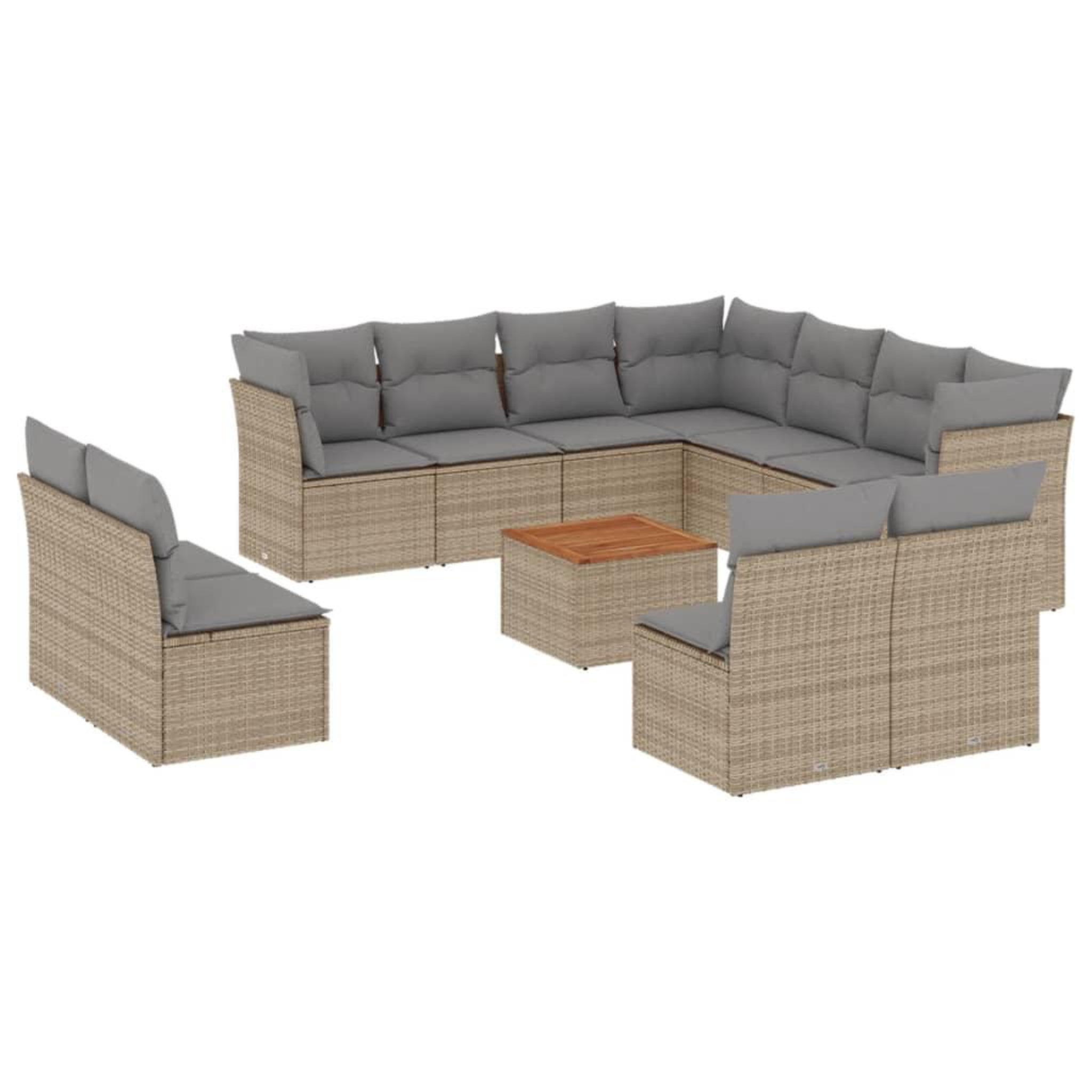 Voir la diapositive 2 : VIDAXL Salon de jardin et coussins 12 pcs melange beige resine tressee