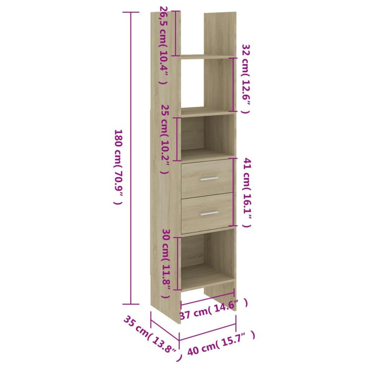 VIDAXL Bibliotheque Chene sonoma 40x35x180 cm Bois d'ingenierie