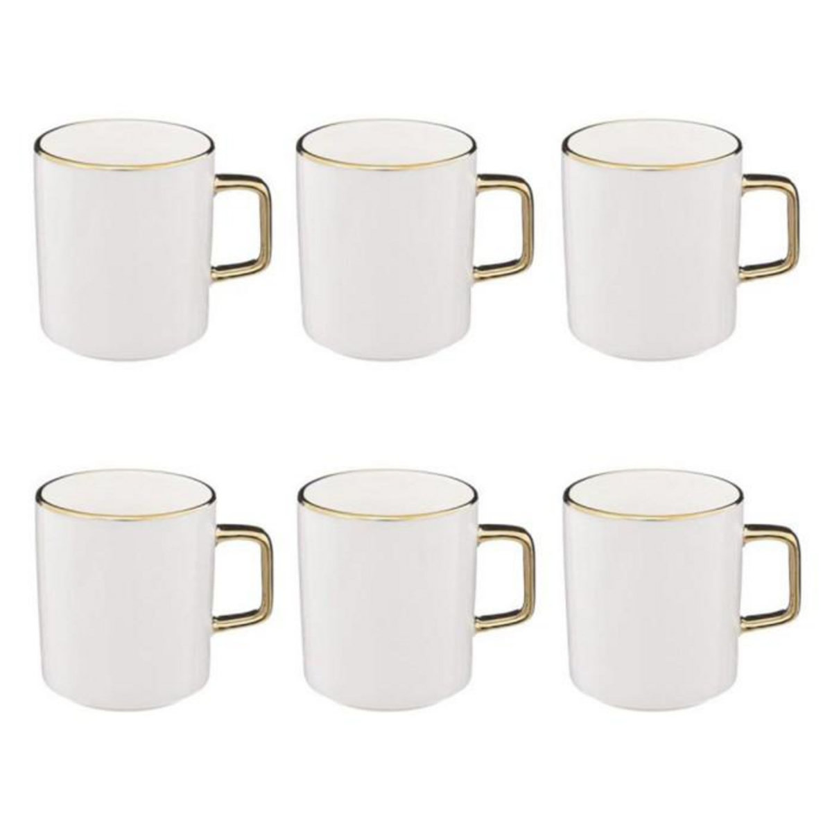 SECRET DE GOURMET Lot de 6 Mugs en Porcelaine  Arya  35cl Blanc