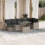 VIDAXL Salon de jardin 8 pcs avec coussins gris clair resine tressee