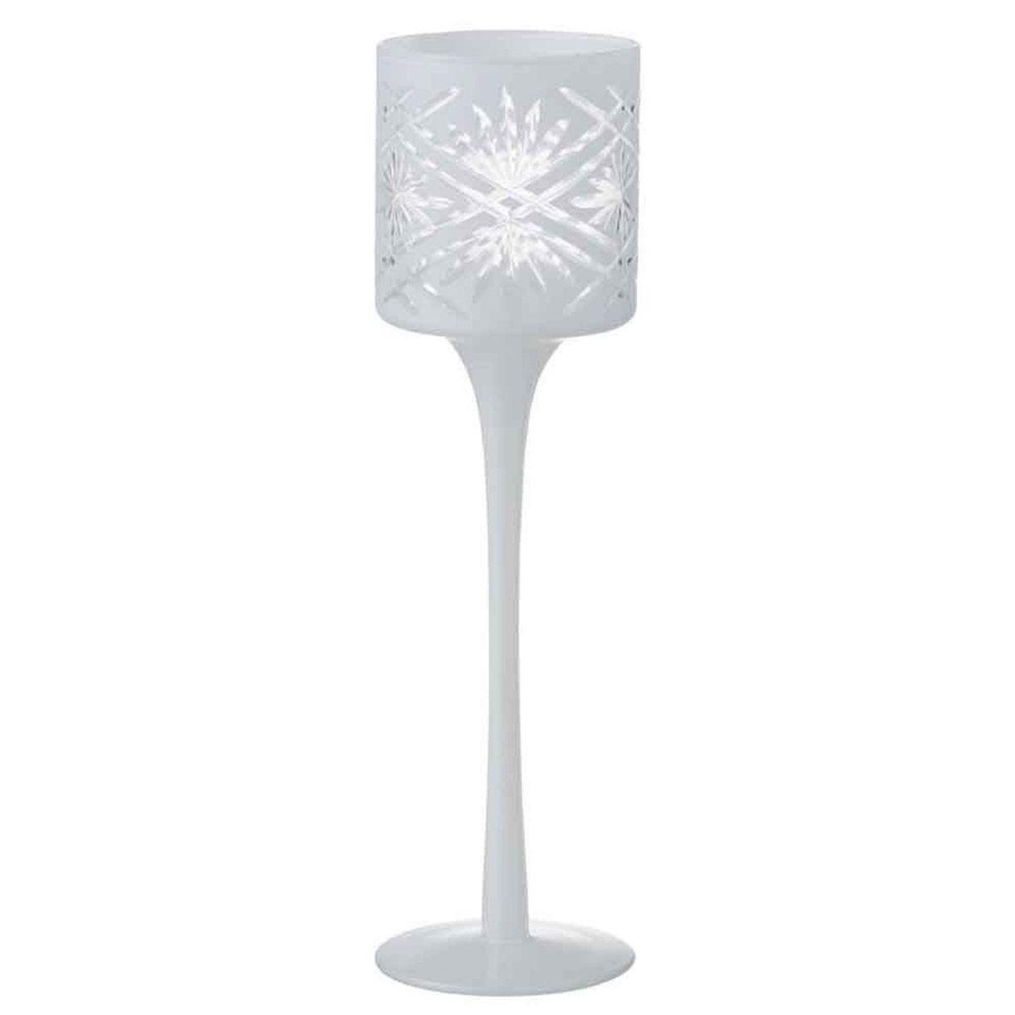 Voir la diapositive 1 : J-LINE Photophore sur Pied Déco  Santorini  25cm Blanc