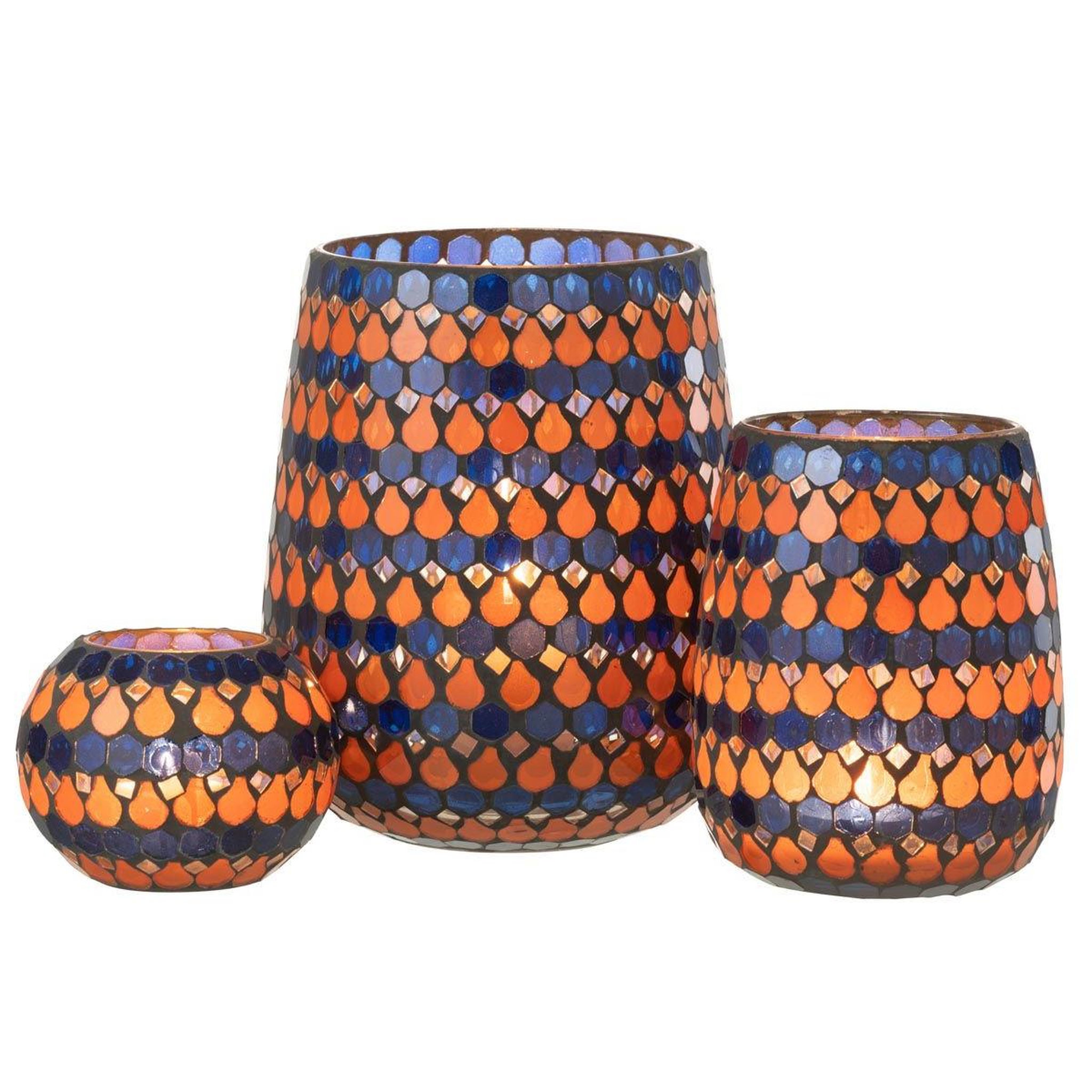 Voir la diapositive 3 : J-LINE Photophore Design Goutte  African Desire  16cm Orange & Bleu
