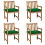 Voir la diapositive 1 : VIDAXL Chaises de jardin lot de 4 et coussins vert Bois de teck solide