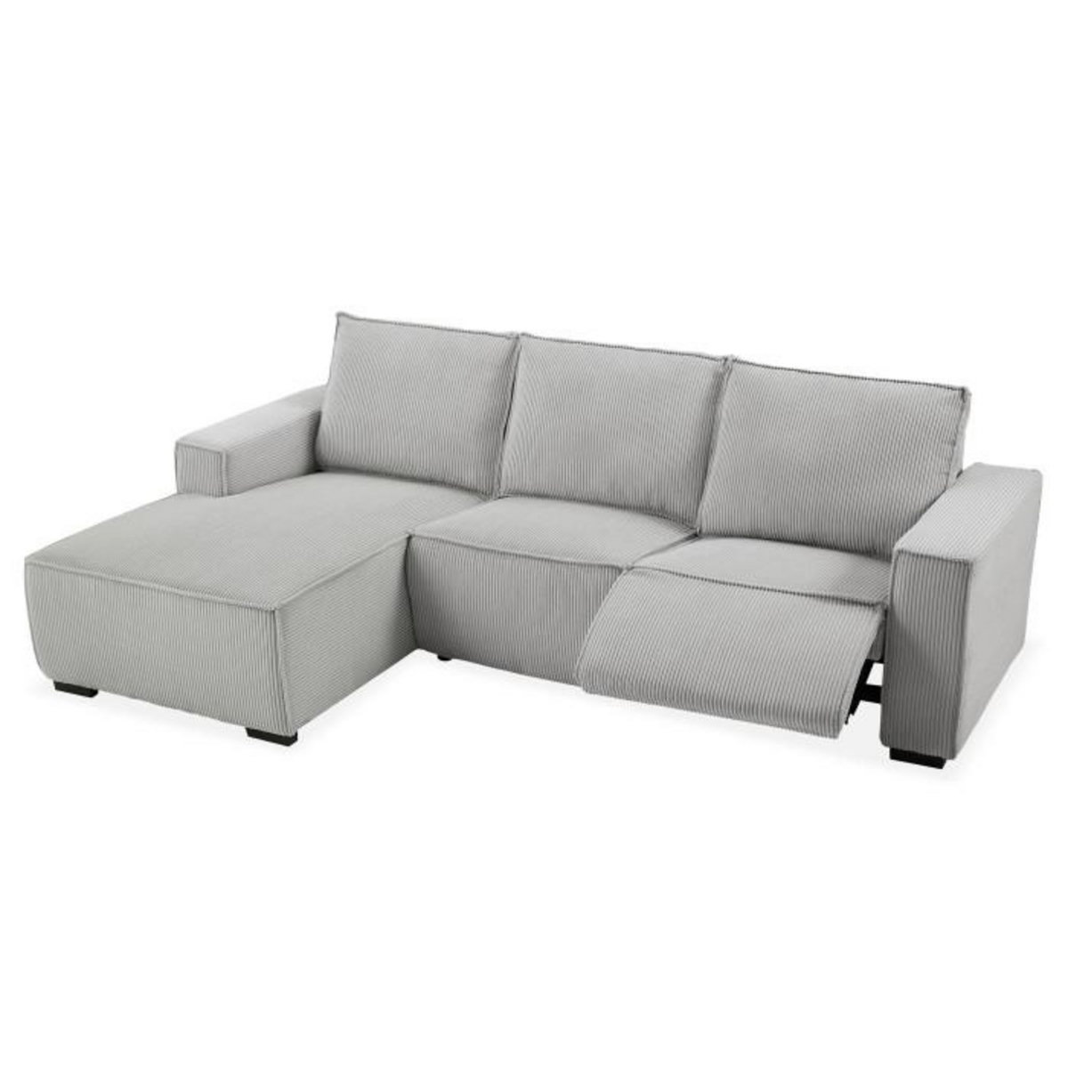 Paris Prix Canapé d'Angle Gauche Velours  Hollis  267cm Gris Clair