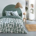 FUTURE HOME Parure de lit 2 personnes en coton 57 fils imprimé vert