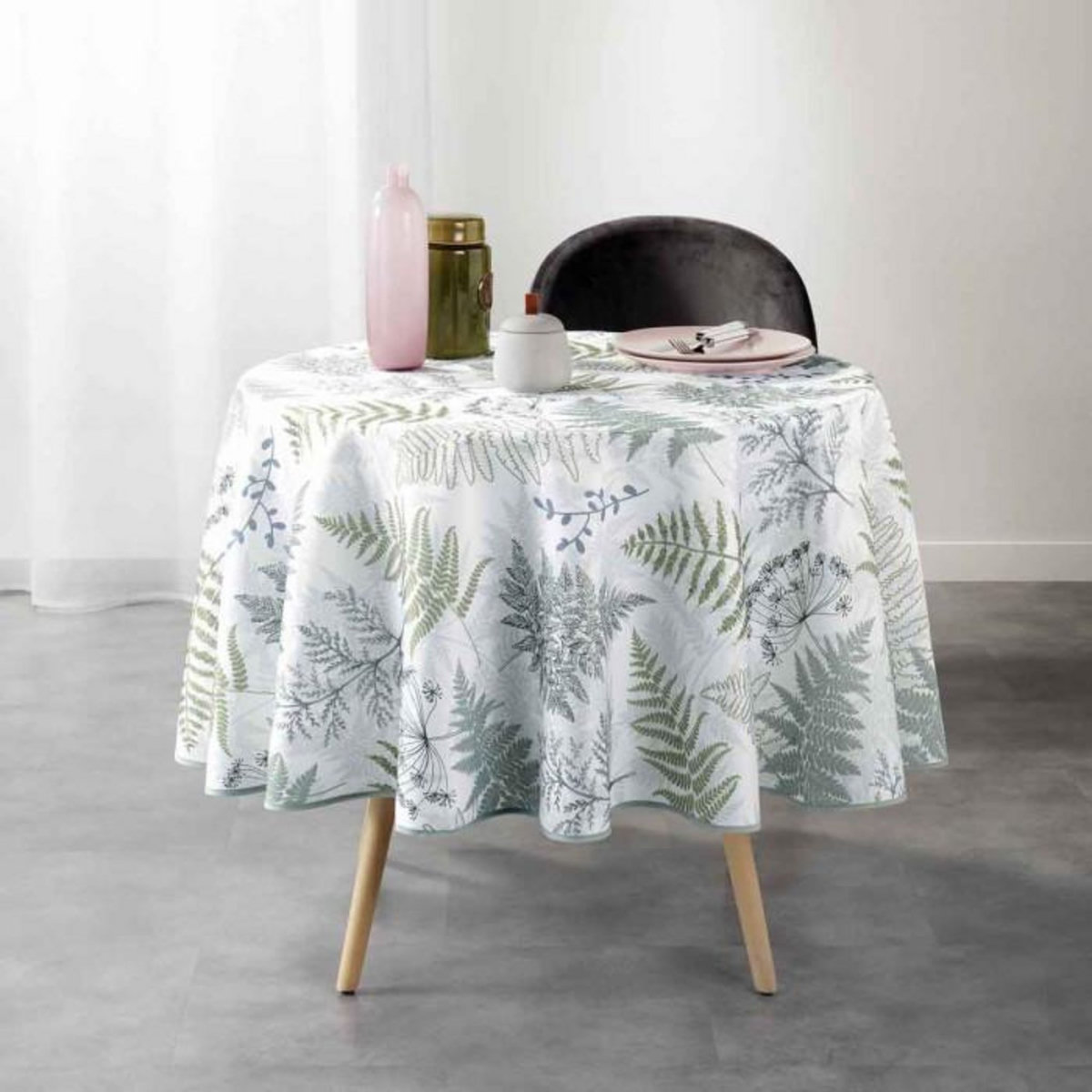 Paris Prix Nappe Ronde Imprimée  Melisandre  180cm Vert