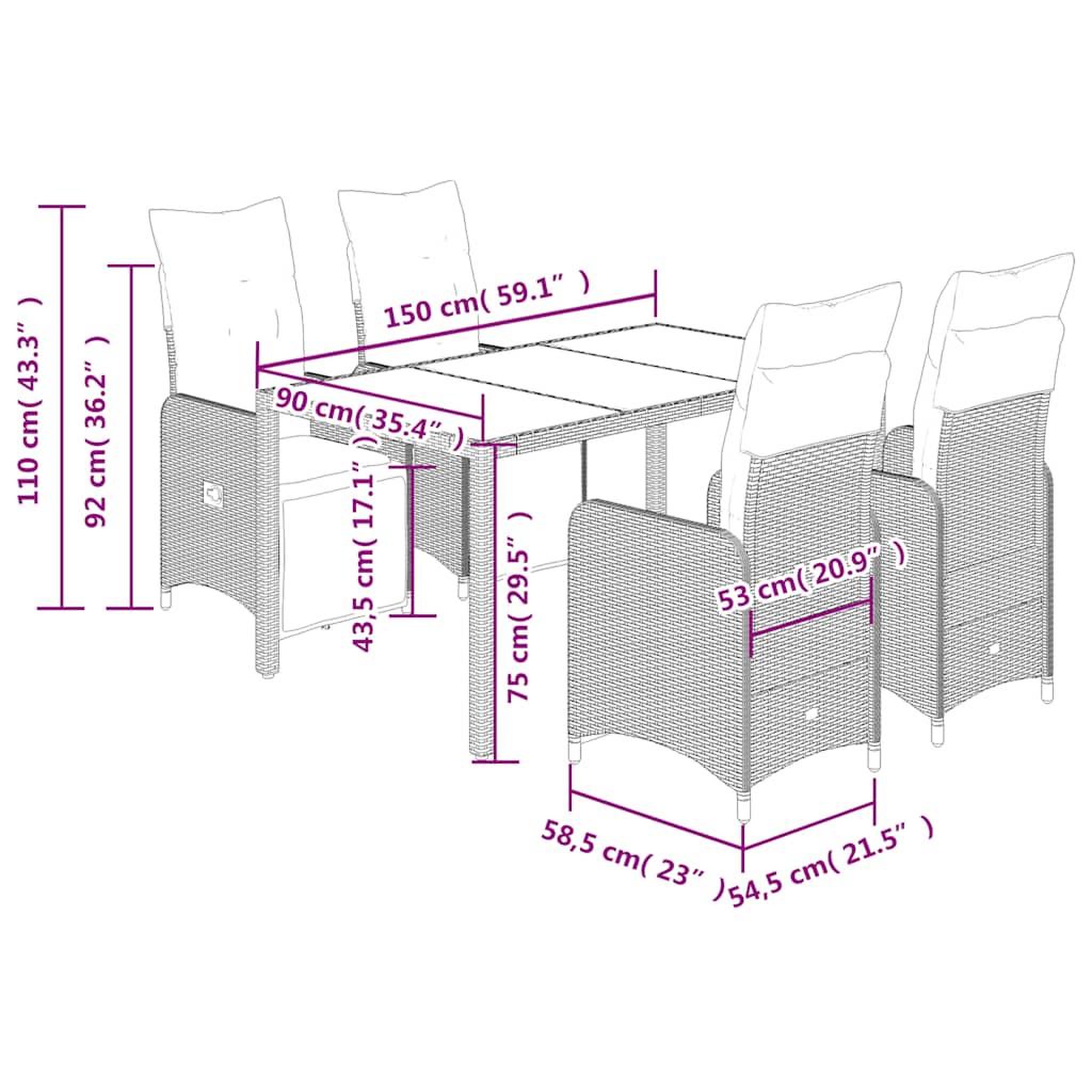 Voir la diapositive 6 : VIDAXL Ensemble de bistro de jardin 5 pcs coussins marron poly rotin
