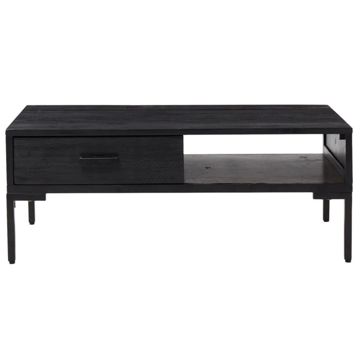 VIDAXL Table basse Noir 90x50x35 cm Bois de pin massif