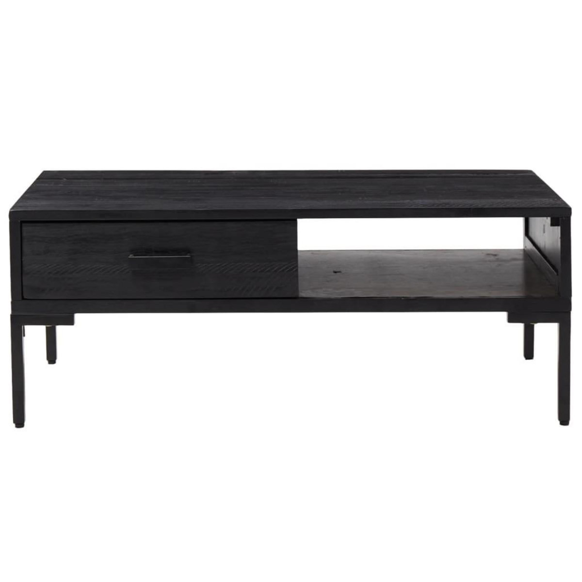 VIDAXL Table basse Noir 90x50x35 cm Bois de pin massif