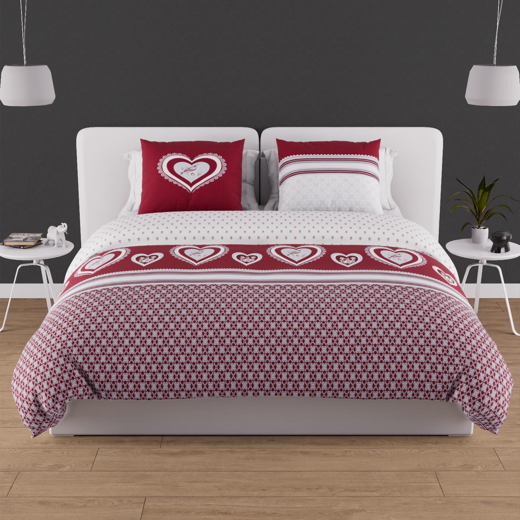 SOLEIL D'OCRE Parure housse de couette en coton 57 fils PASSION, par Soleil d'ocre. Coloris disponibles : Gris