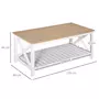 HOMCOM Table basse rectangulaire dim. 116L x 60l x 48H cm étagère à lattes plateau imitation chêne clair MDF blanc