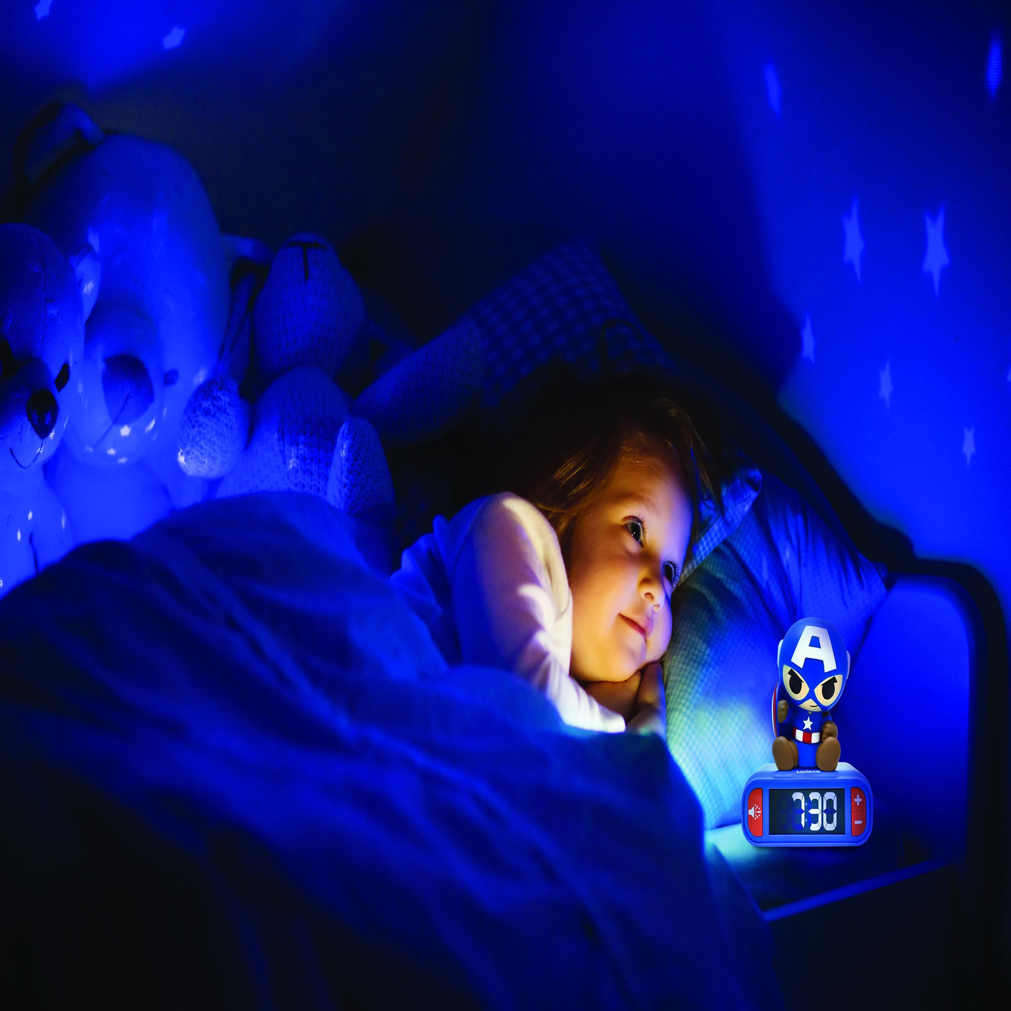 Voir la diapositive 5 : Lexibook Réveil avec Veilleuse Captain America en 3D