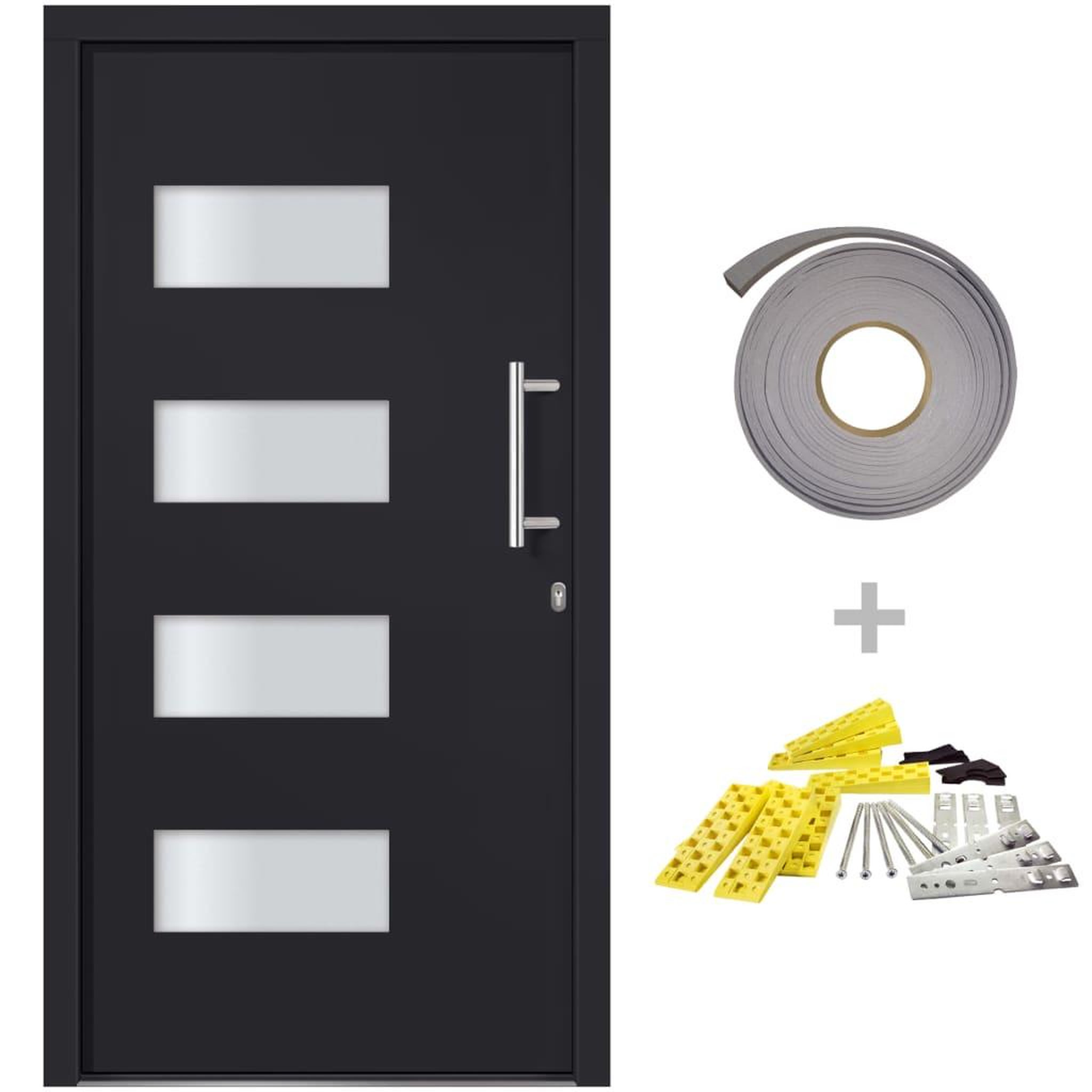 Voir la diapositive 2 : VIDAXL Porte d'entree Aluminium et PVC Anthracite 100x210 cm