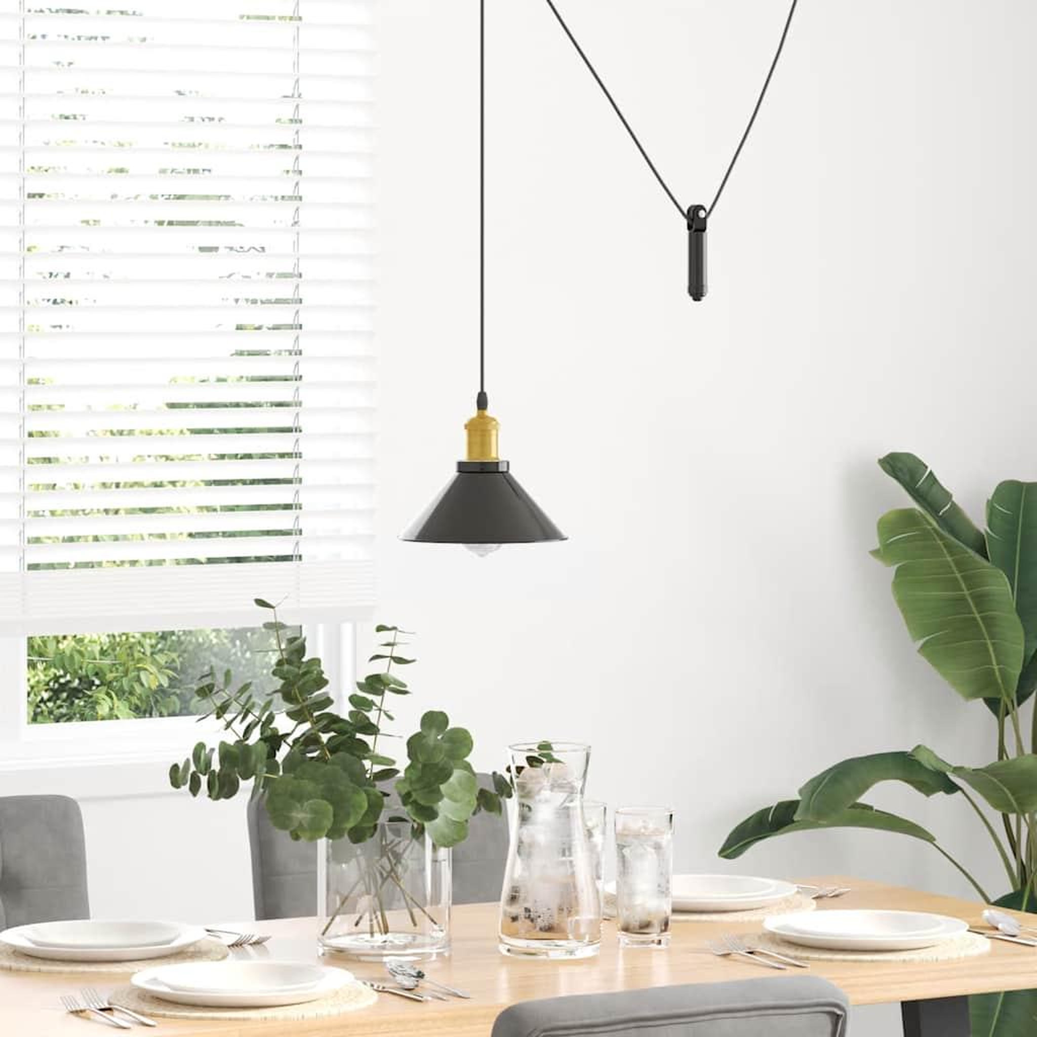 Voir la diapositive 3 : VIDAXL Lampe suspendue reglable hauteur E27 noir brillant Ø22 cm metal