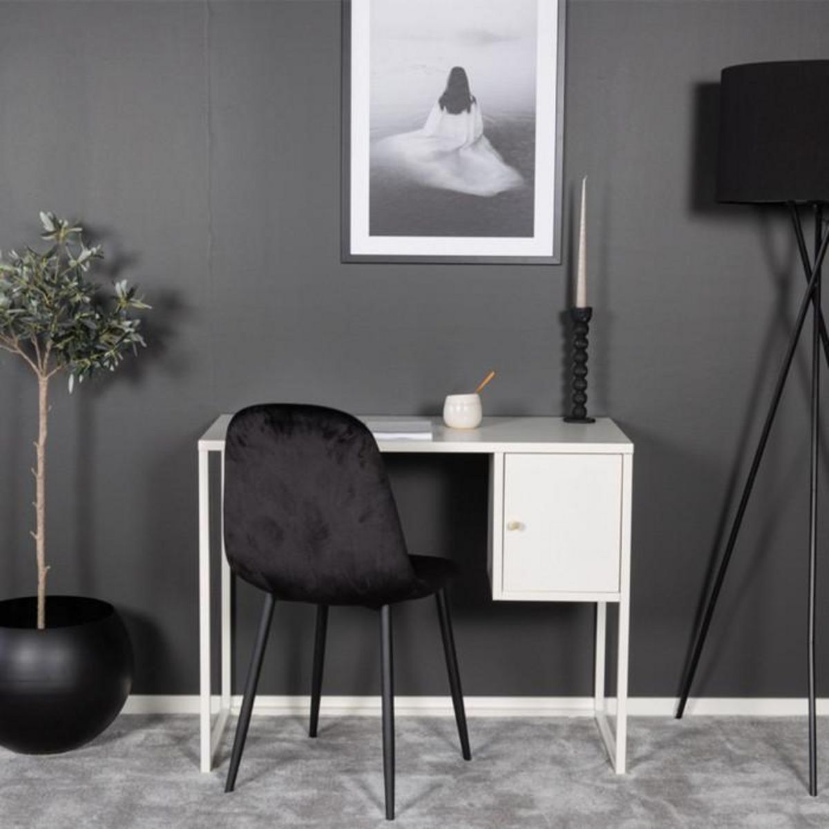 Paris Prix Bureau Design Avec Porte  Bakal  95cm Blanc