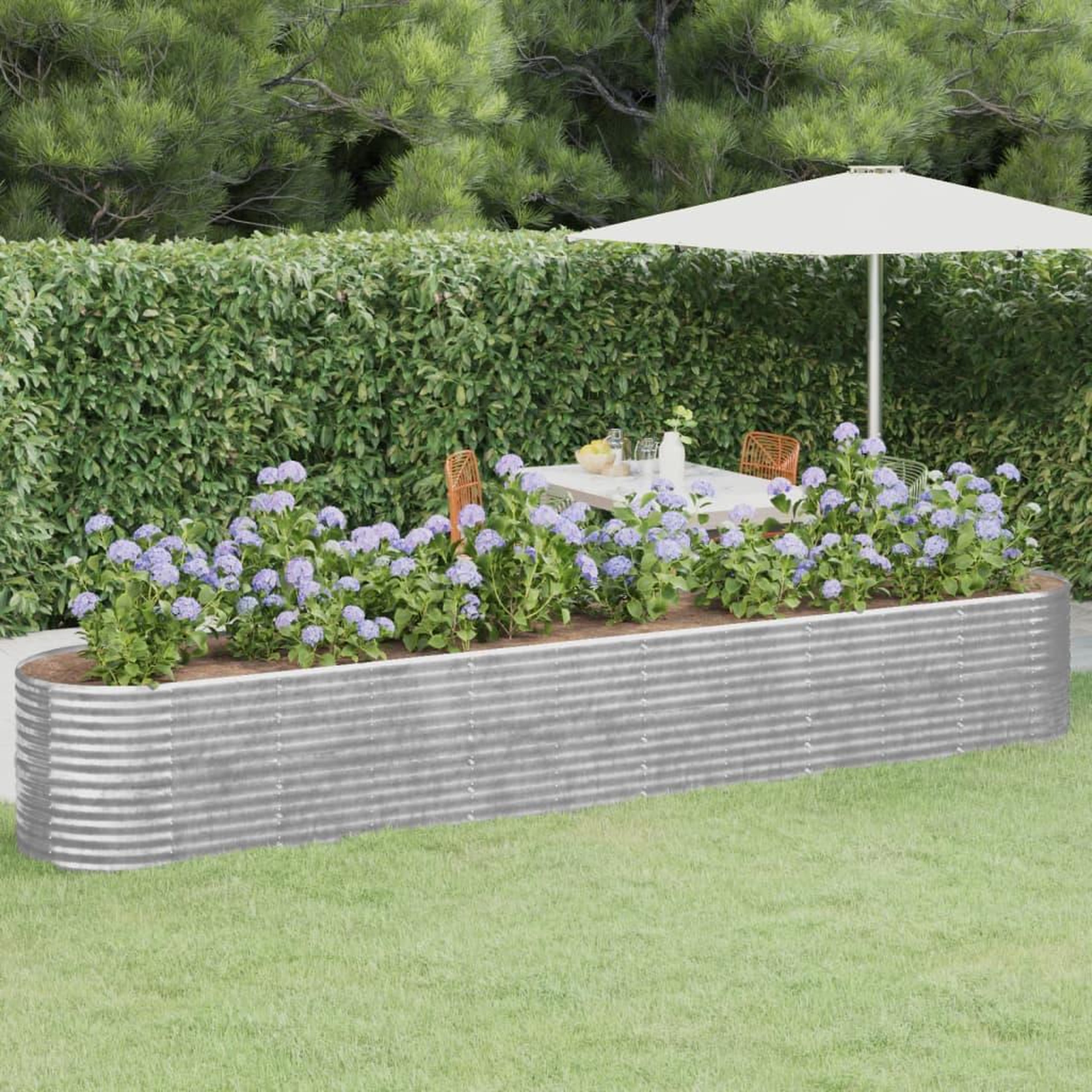 Voir la diapositive 1 : VIDAXL Lit sureleve de jardin Acier enduit de poudre Argente