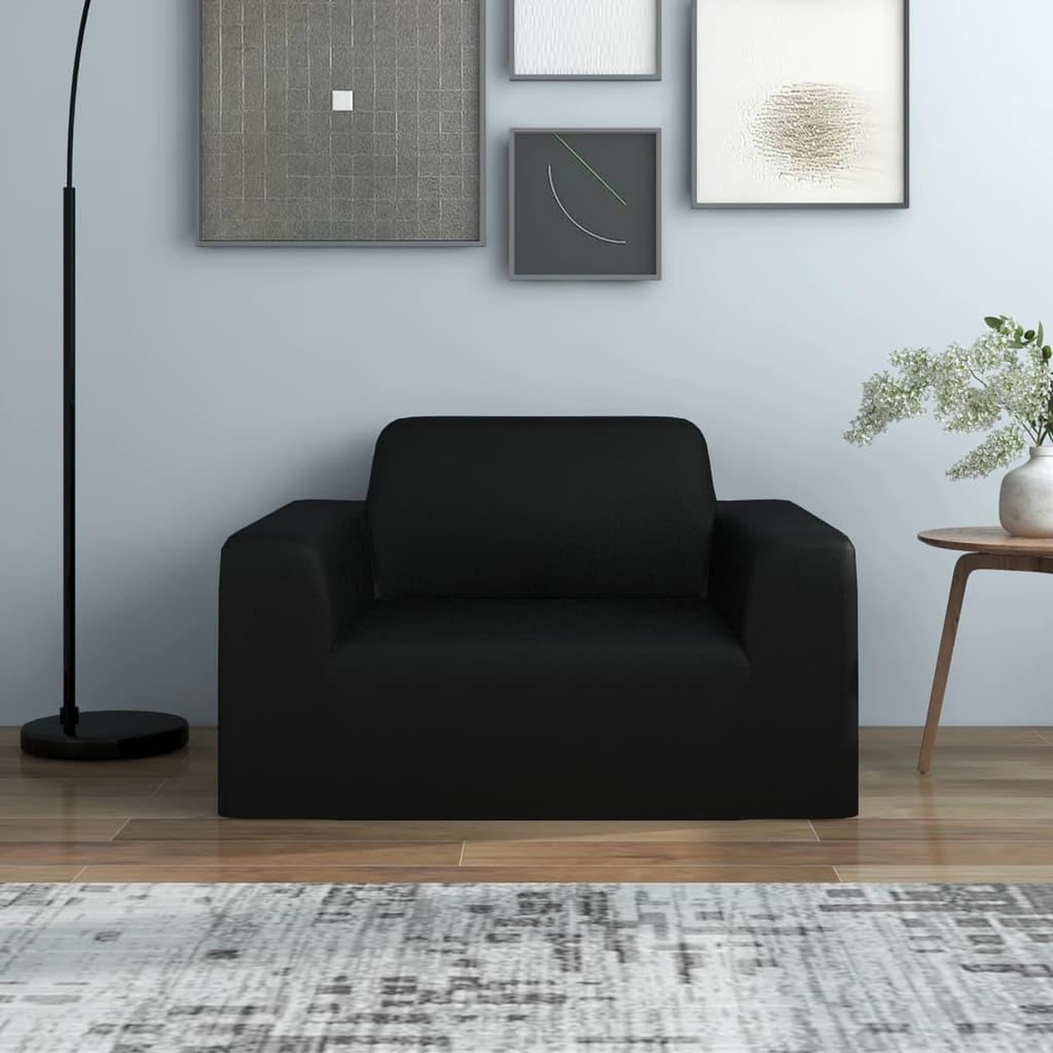 Voir la diapositive 1 : VIDAXL Housse extensible de canape Noir Jersey de polyester