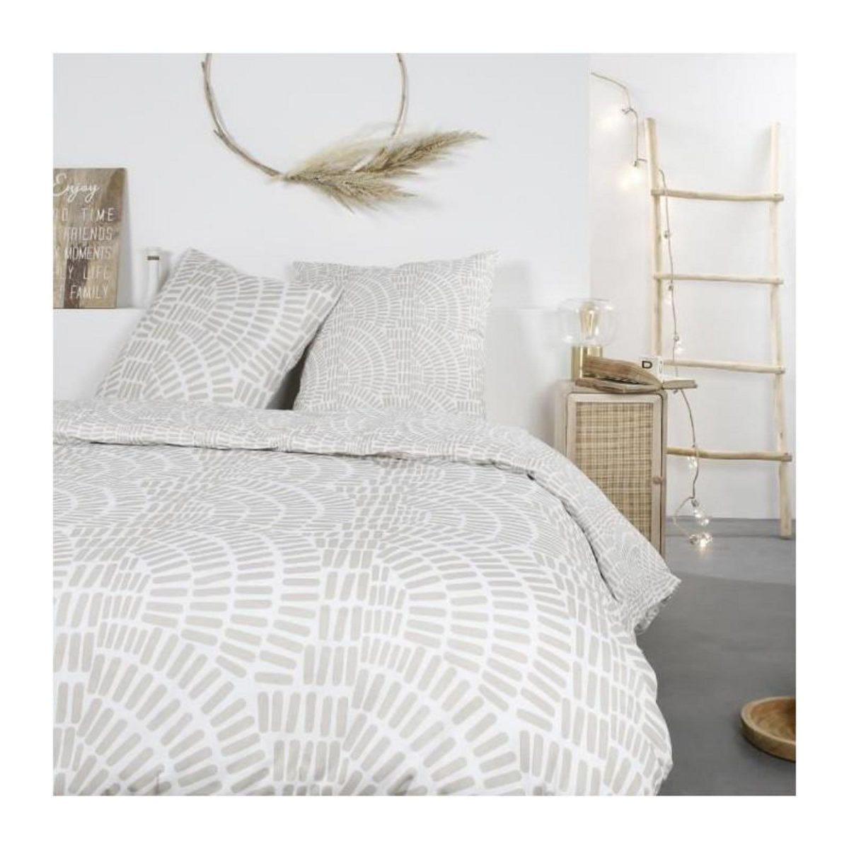 Today Parure de lit Mawira - 2 personnes - 260 x 240 cm - 100% coton - Beige Motif Ethnique - TODAY