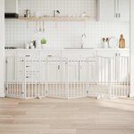 VIDAXL Barriere pour chiens et porte 6 panneaux blanc bois de peuplier