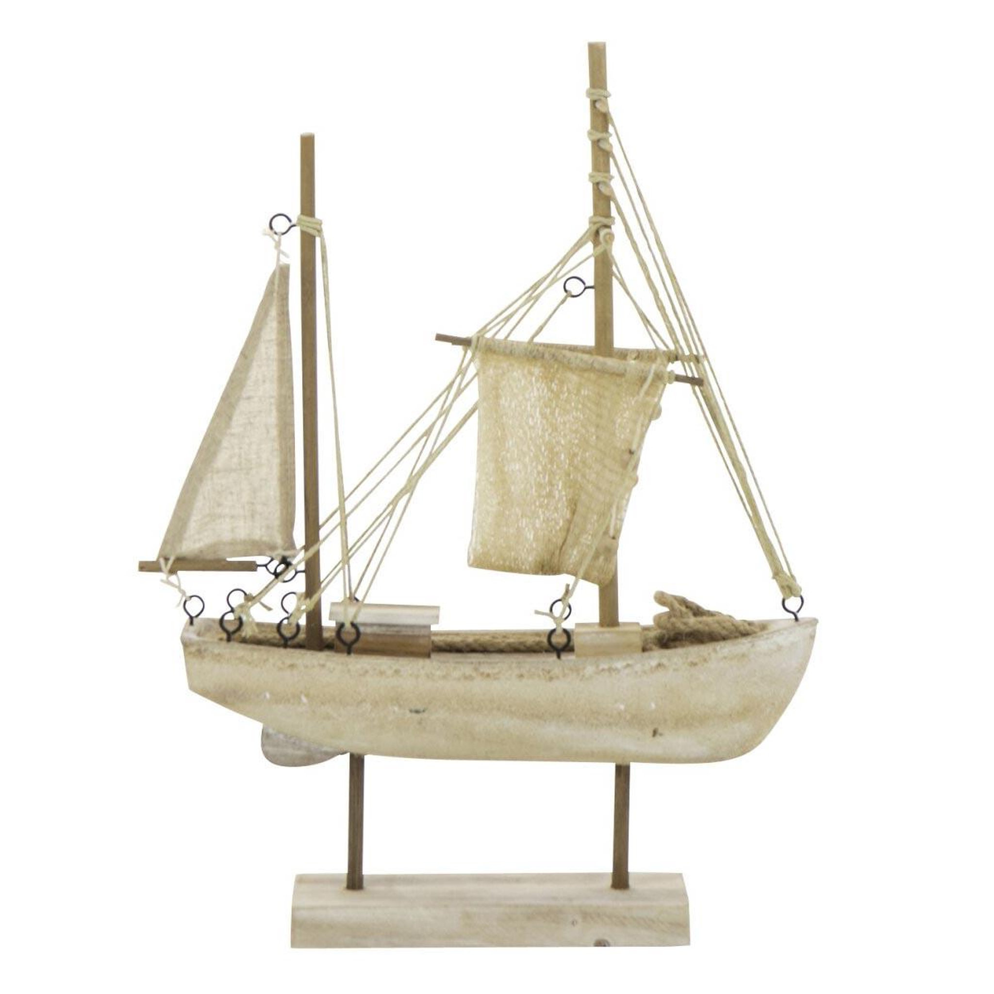 J-LINE Bateau déco à voiles  regatta  41cm naturel