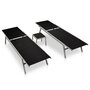 Voir la diapositive 2 : VIDAXL Chaises longues lot de 2 avec table acier et textilene noir