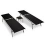 Voir la diapositive 2 : VIDAXL Chaises longues lot de 2 avec table acier et textilene noir