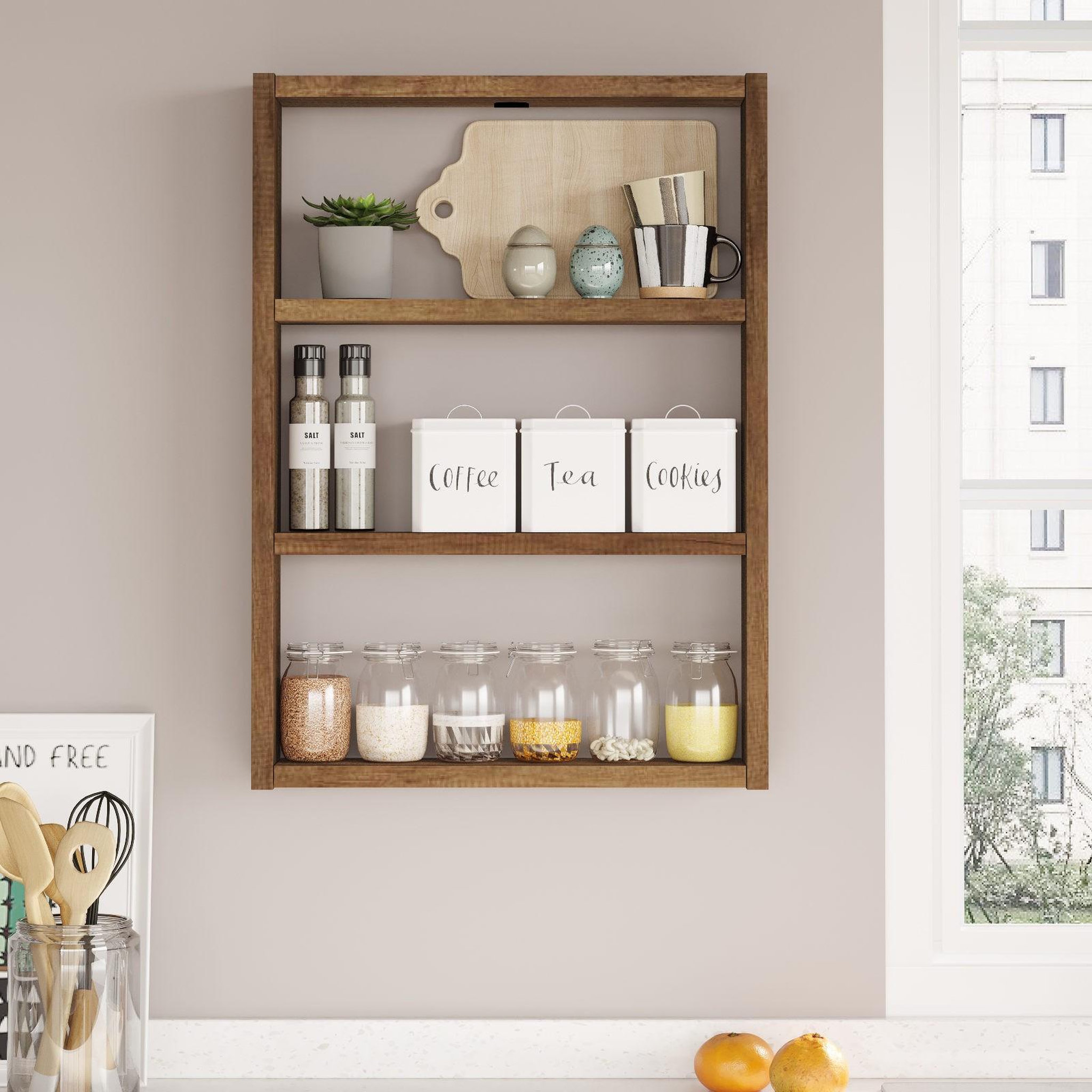 Voir la diapositive 3 : Habitat et Jardin Étagère murale en bois  pr1  - 43 x 9 x 60 cm - noyer