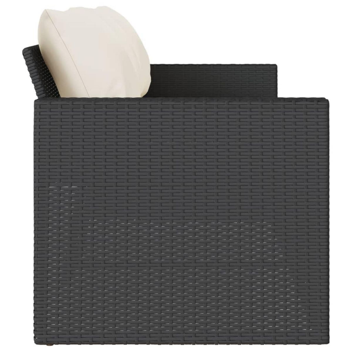 VIDAXL Canape de jardin avec coussins 3 places noir resine tressee