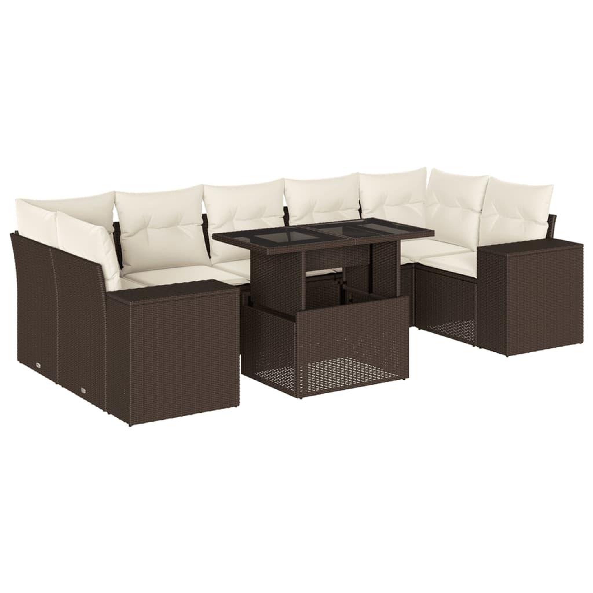 Voir la diapositive 2 : VIDAXL Salon de jardin 8 pcs avec coussins marron resine tressee