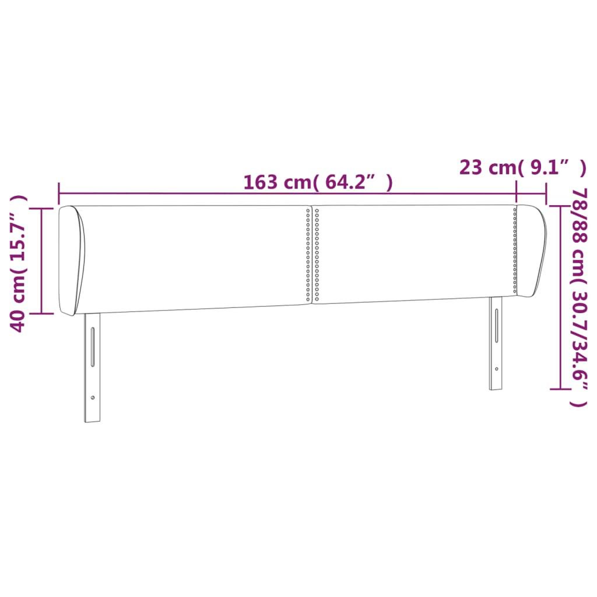 Voir la diapositive 6 : VIDAXL Tete de lit avec oreilles Creme 163x23x78/88 cm Tissu