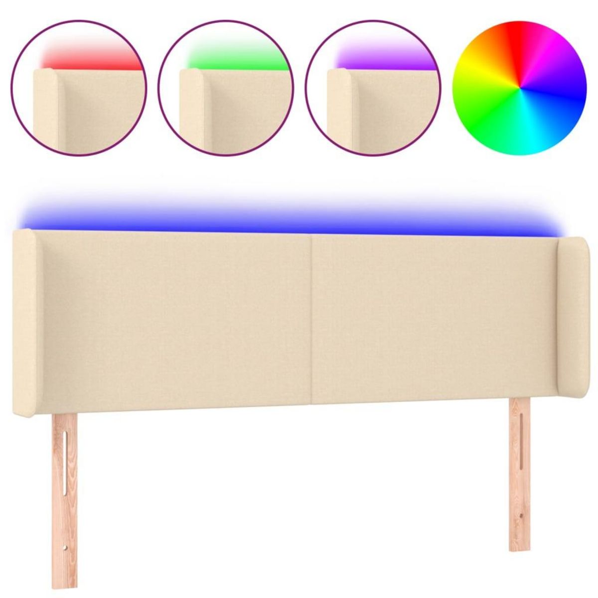 VIDAXL Tete de lit a LED Creme 147x16x78/88 cm Tissu