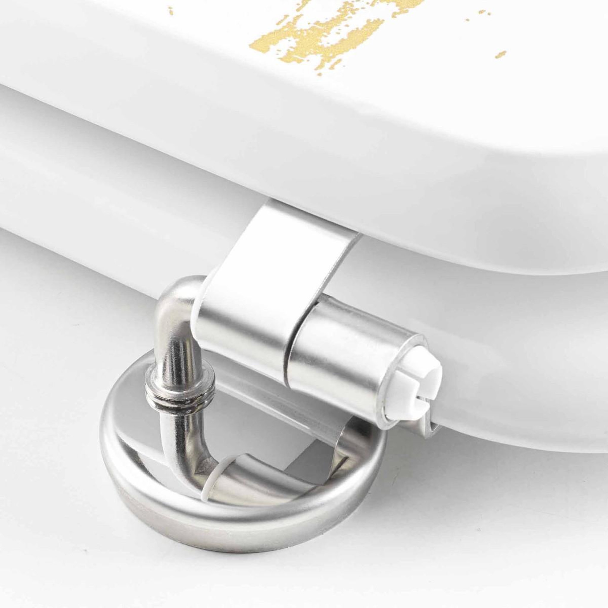 Voir la diapositive 5 : Douceur d'Intérieur Abattant wc imprimé  aquamarbre  47cm blanc & or