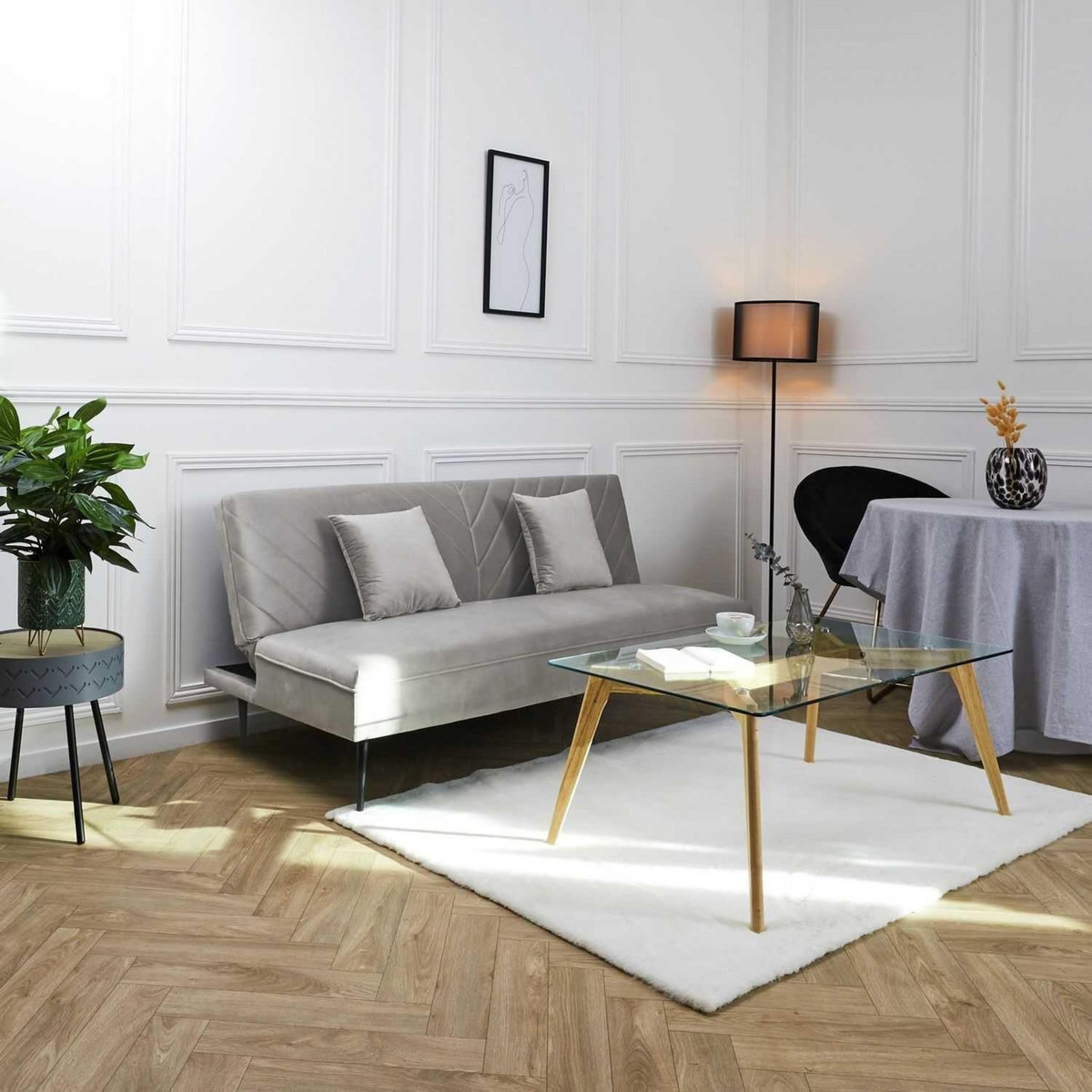 The Home Deco Factory Canapé convertible Fauske- 2 Places - Gris