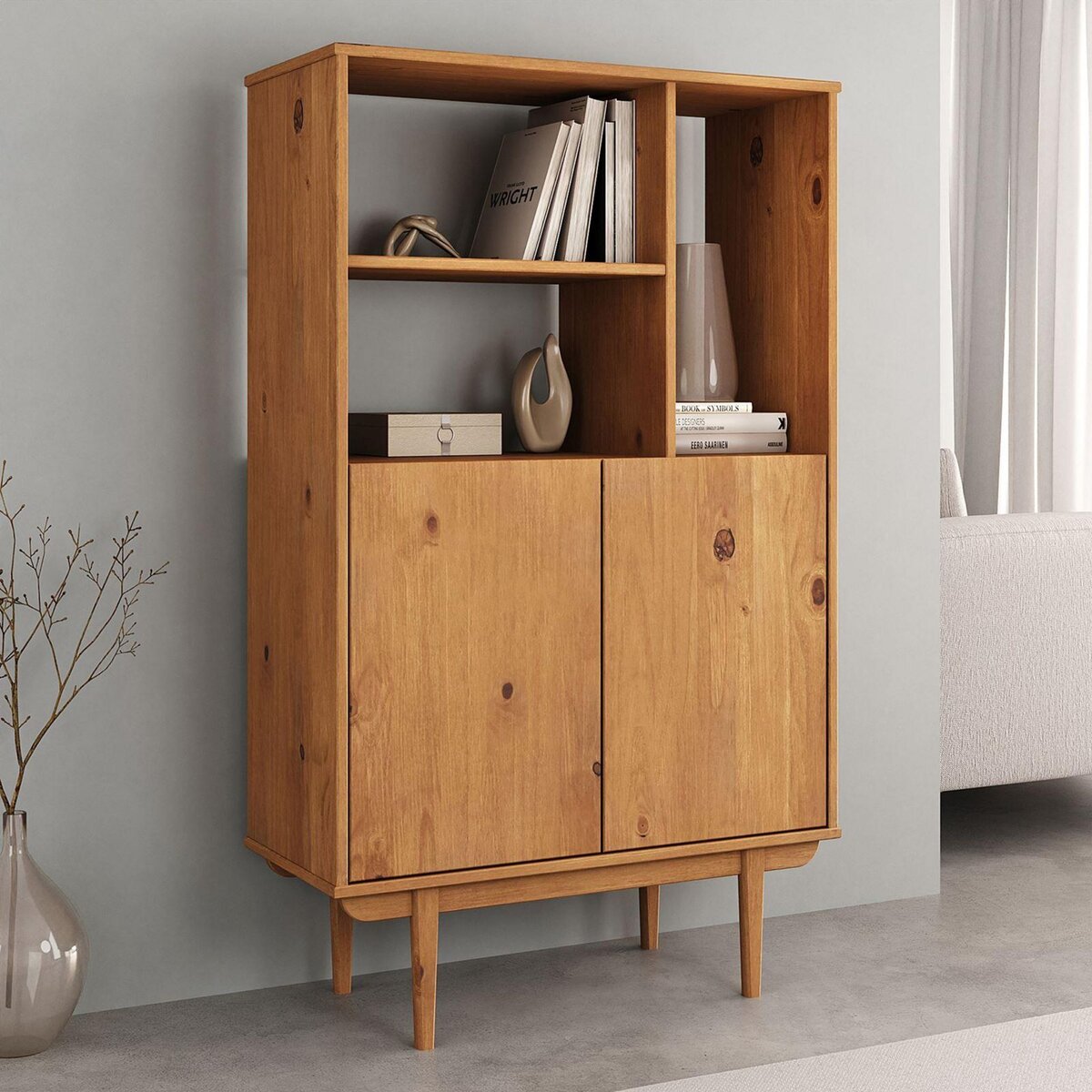IDIMEX Buffet haut SIMONA H 133 cm en bois massif